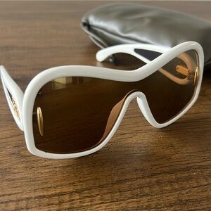 Loewe Anagram Mirrored Acetate Shield Sunglasses